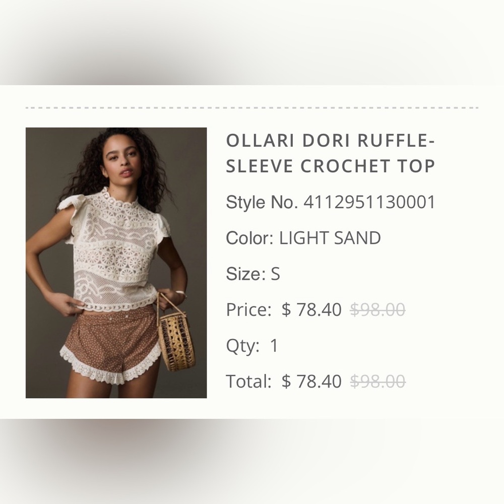Plato Dori Ruffle Sleeve lace Crochet Top - Picture 10 of 13